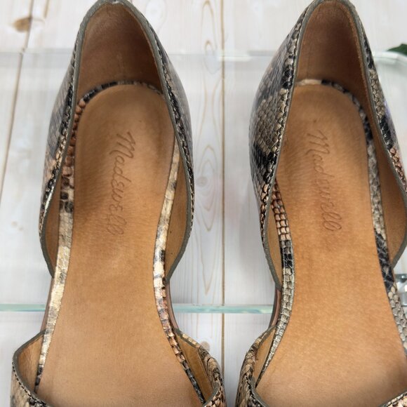Madewell Marisa Embossed Snakeskin Leather d’Orsay Flats - Neutral - Size 9 - Picture 8 of 13